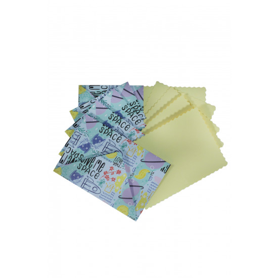 Desenli Mini Zarf + Not Kağıdı 50 Adet (7,5x11cm)
